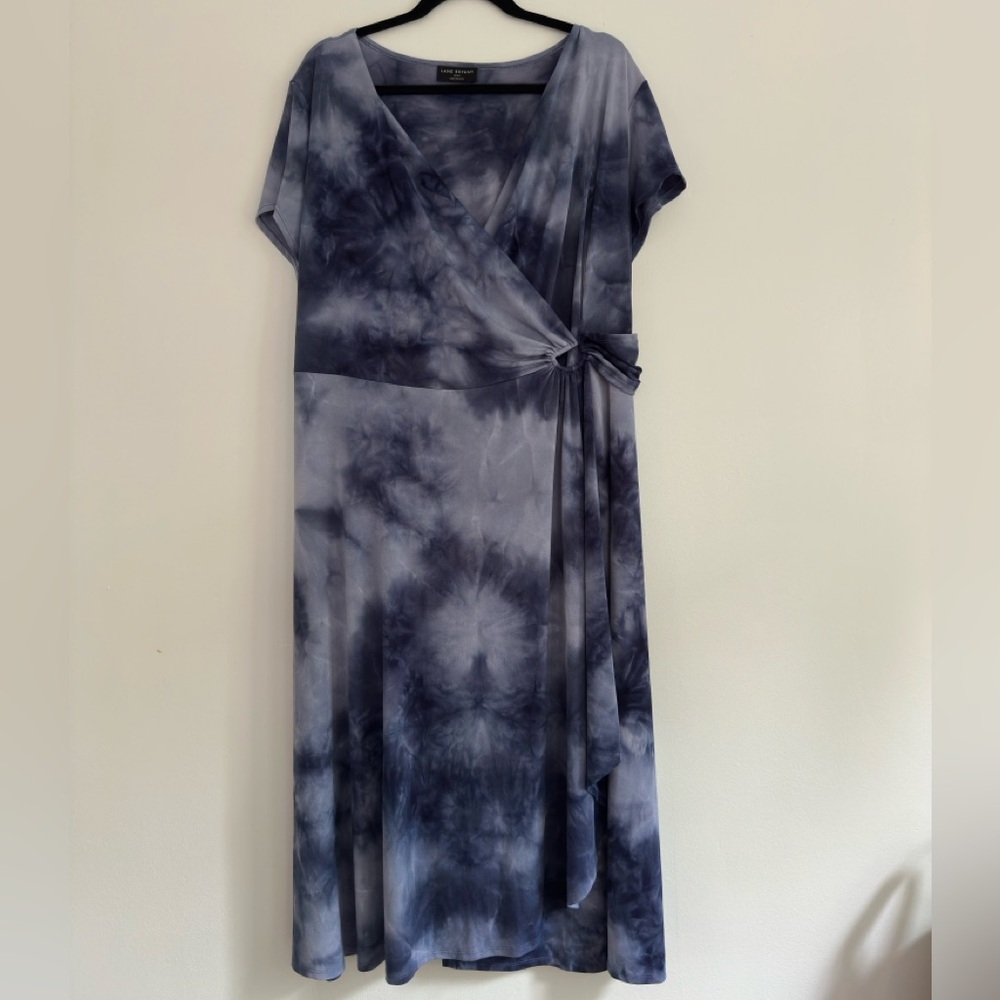 Lane Bryant Blue and White Wrap Midi Dress‎